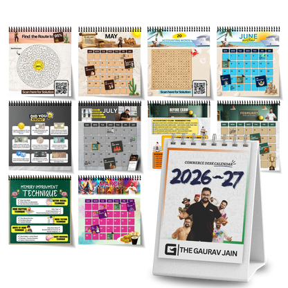 Commerce Desk Calendar and Highlighter Pen | Study Planner + Exam Strategy Calendar | By THE GAURAV JAIN
