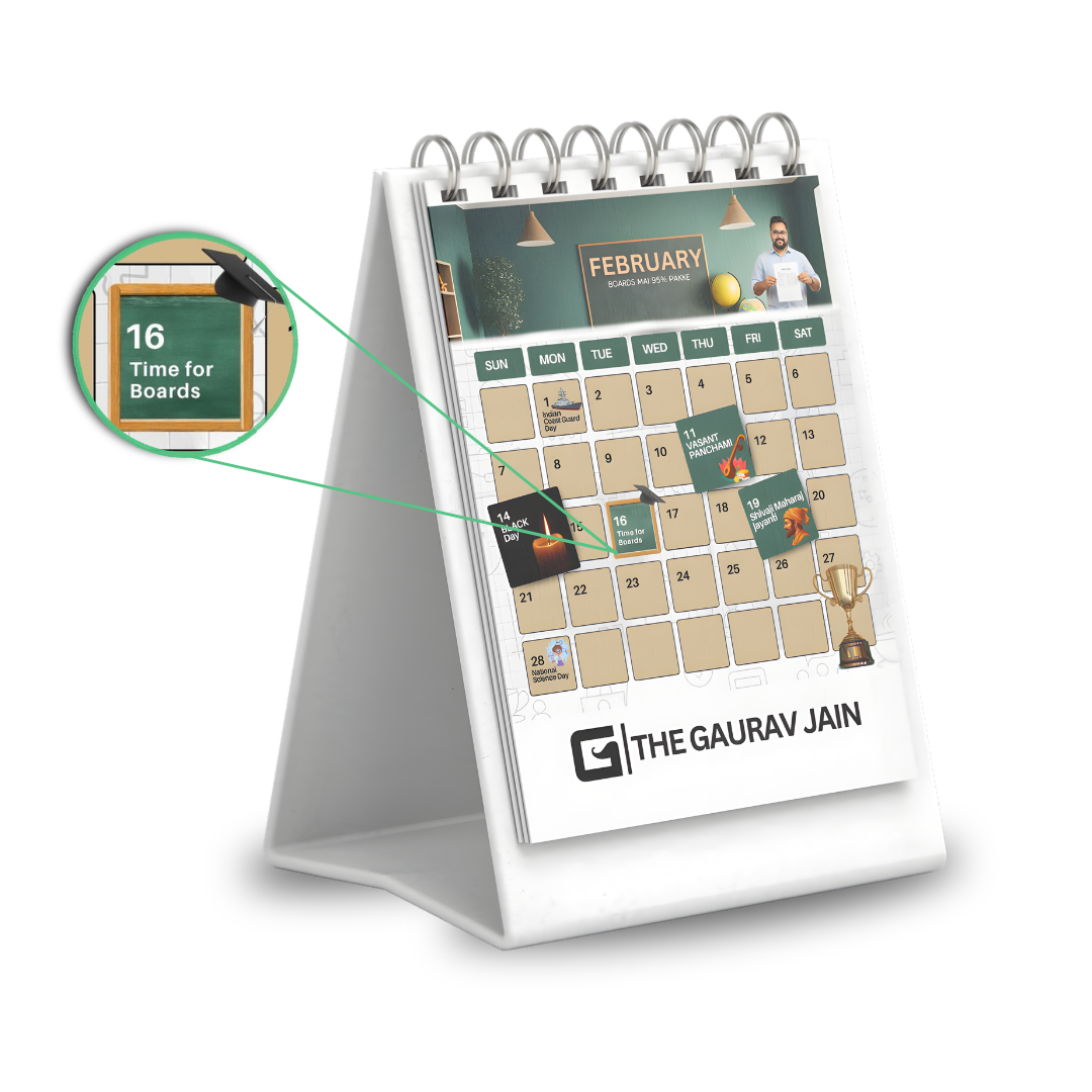 Commerce Desk Calendar and Highlighter Pen | Study Planner + Exam Strategy Calendar | By THE GAURAV JAIN